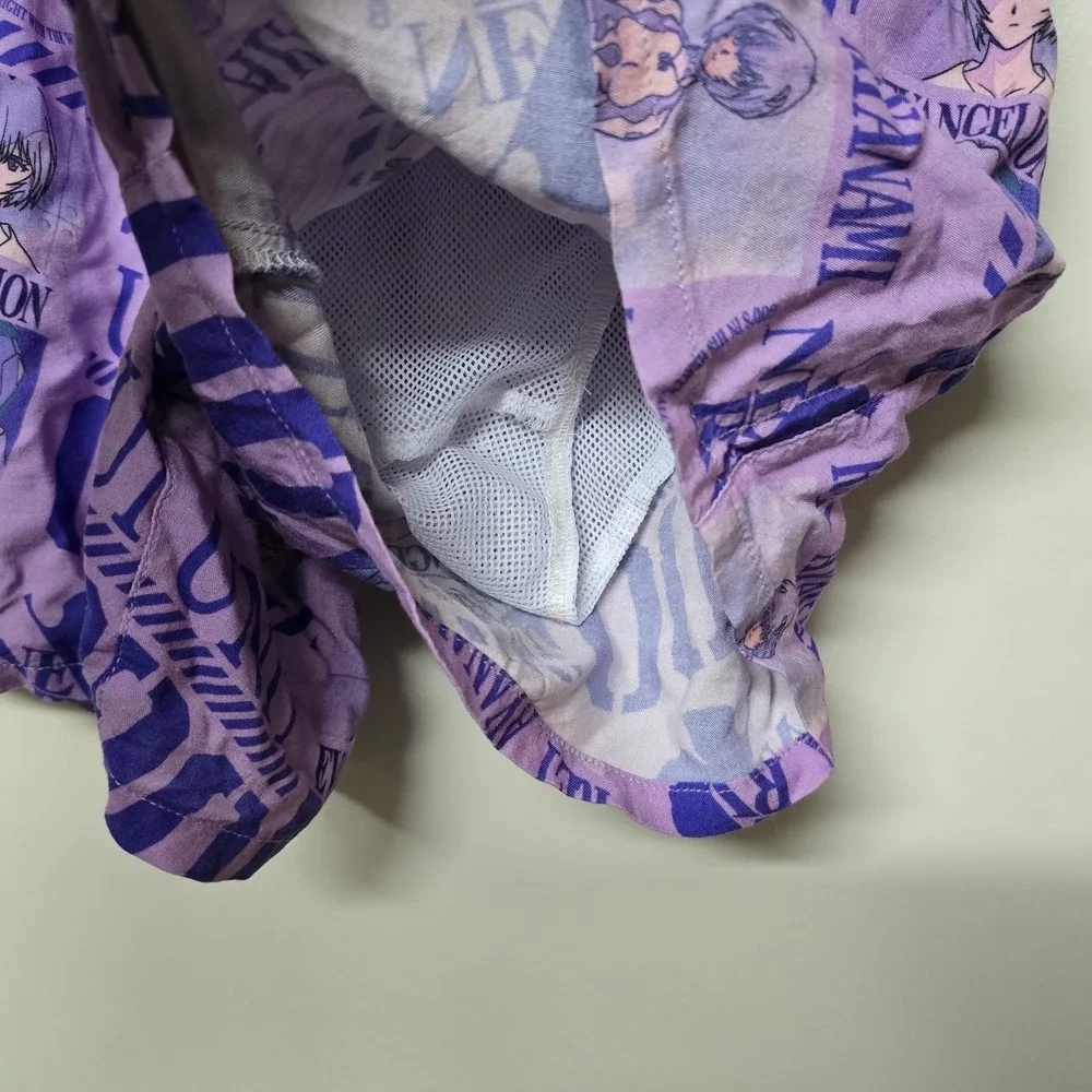 Evangelion Eva Unit-00 Purple Button-Down‎ Shirt Rei Ayanami Atsuko Swim Trunks